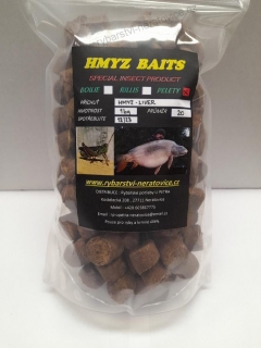 Pelety chytací s dírkou Hmyz/Liver 20mm 1kg
